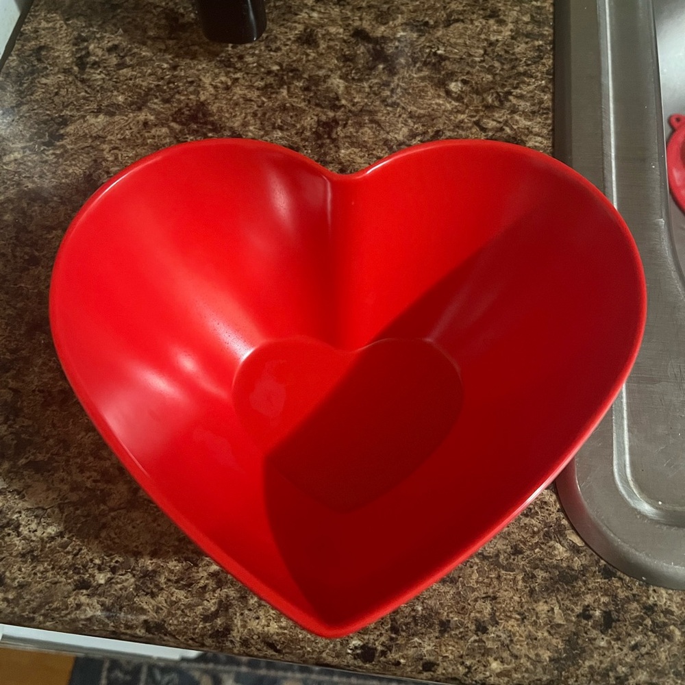 Heart-Shaped Red Bowl
